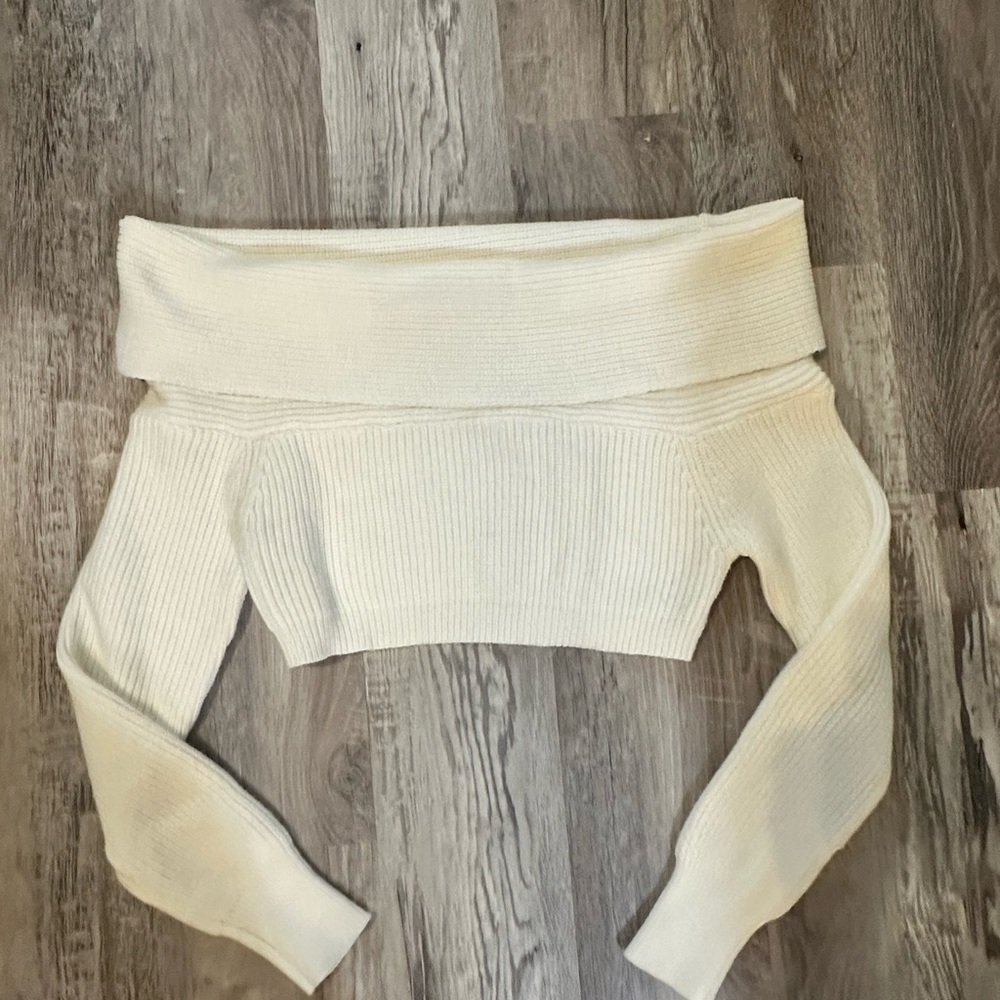 Revolve Superdown Off Shoulder Sweater Cream Size… - image 1